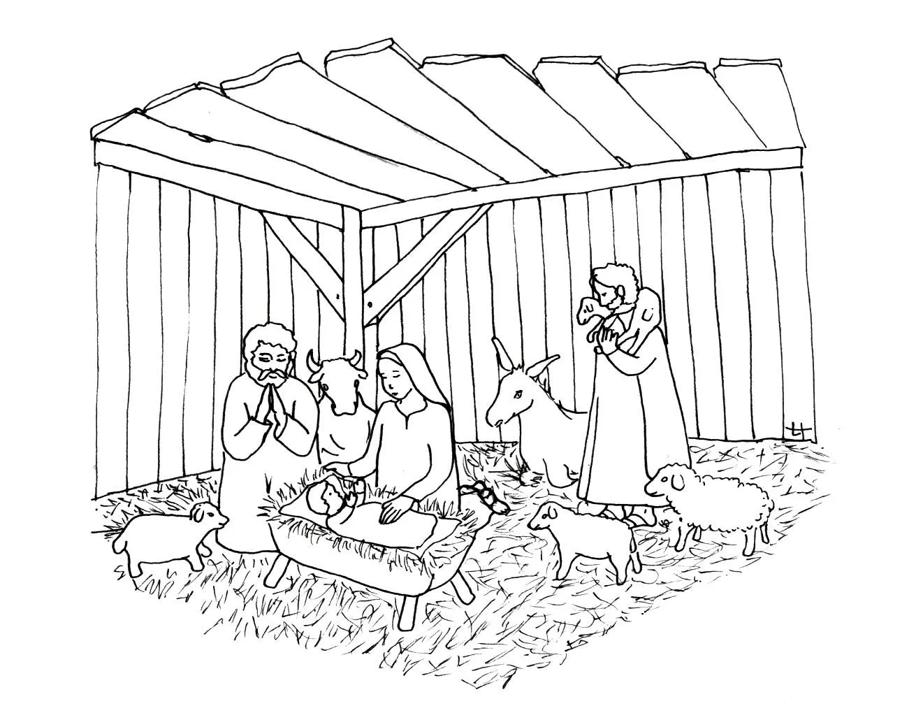 Nativity Scene Coloring Pages – 012